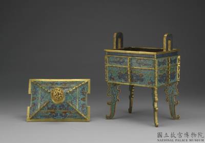 图片[2]-Copper ding cauldron with animal mask pattern in cloisonne enamels imitating piece of Zhou king, Qing dynasty, Qianlong reign (1736-1795)-China Archive